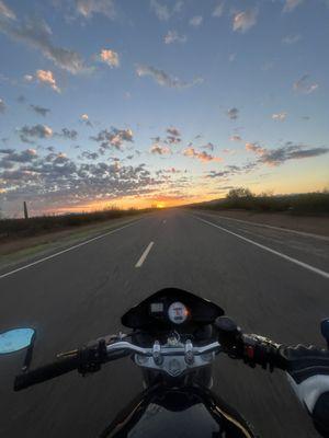 Sunrise motorcycle adventure