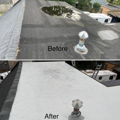 Replace old Torch Down roof with TPO roofing system.