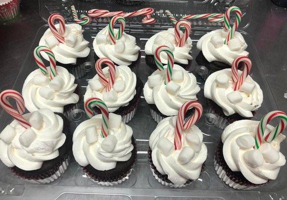 Hot chocolate cupcakes with marshmallow cream cheese icing