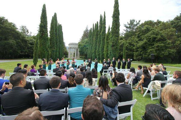 Chair set up at Pulgas Water Temple for my wedding