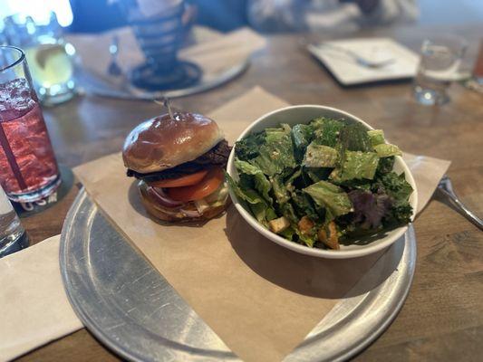 Hot Fried Chicken Sandwich with a side Caesar.