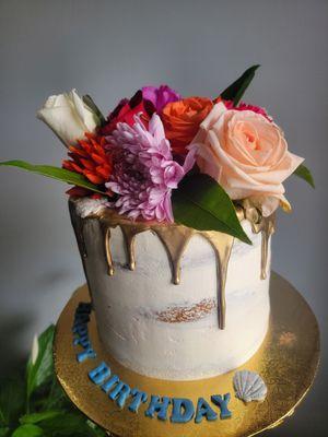 Floral Drip cake