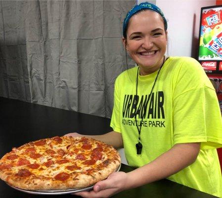 Our amazing Kitchen Manager and the best pizza in Ardmore!