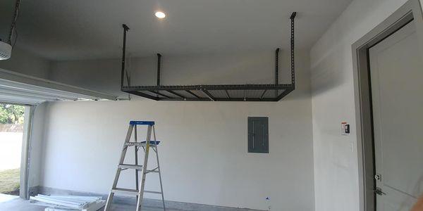 installed hanging rack in the garage