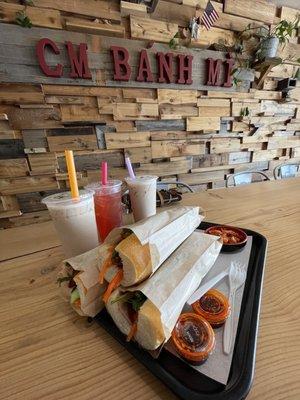 Grilled Chicken Banh Mi  & Boba - Lavender, Passionfruit