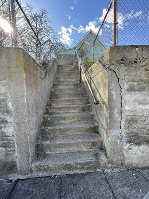 Stairs to the pick up spot