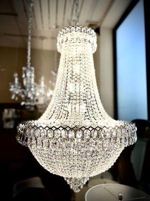 This is a classic and timeless crystal chandelier.