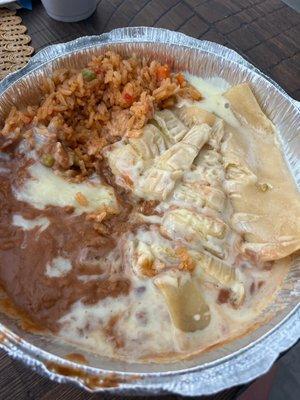 Cheese enchiladas with queso on top. delicious! 10/10