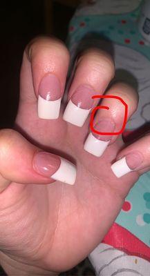 here you can kind of see where i got cut and the nails are just ugly in my opinion