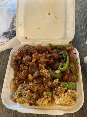 2 Entree Combo: Orange Chicken (left) - Korean Chicken (Right)