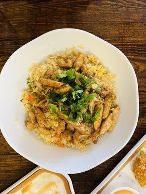 Thai middle soup, Chicken fried rice, Japanese fritters and dumplings