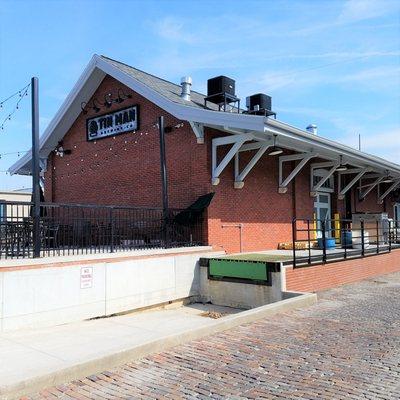 former train depot repurposed into the brewery.  Note the outdoor seating on the north side.