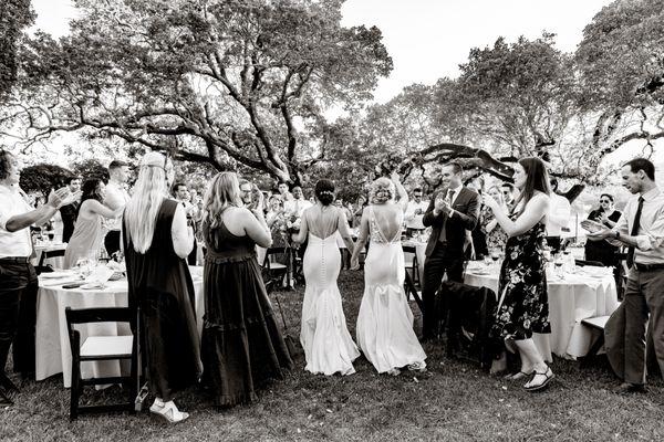 two brides at wedding receptions