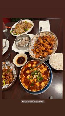 L16. Ma Po Tofu Lunch 37. Chong Qing Spicy Chicken 87 Crispy honey pork  Beef Chow Fun soup dumplings