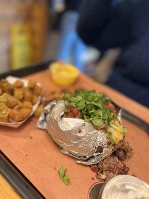 Brisket Super Spud& fried okra