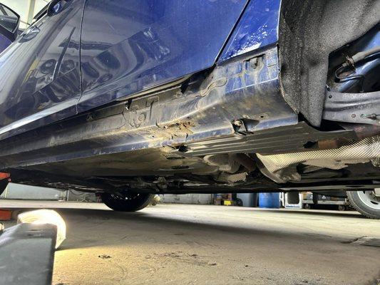 Here we are doing a rocker repair on a ford sedan.