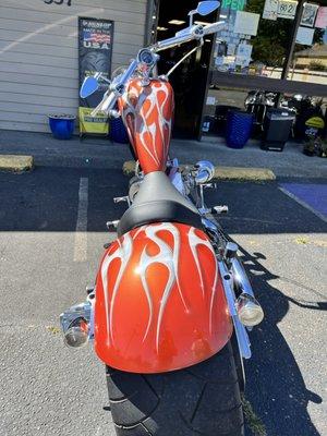 Another bike taking on a custom paint job here at Uncaged Cycles.