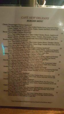 Bourbon Room Sandwich & Burger Menu! Updated 2017