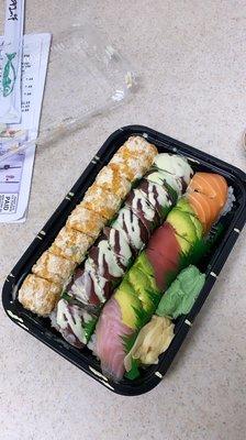 benefit st, crazy tuna & rainbow rolls ($24)