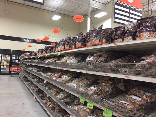 Nuts & candy area, note the new refrigerated dairy case at the end of this aisle