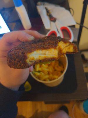 Wiz's hockey puck I mean chicken sandwich patty. It's not burnt either, just actually that ugly.