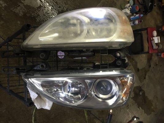 Yellowed headlights? We can fix that! Ask us how next time you visit.