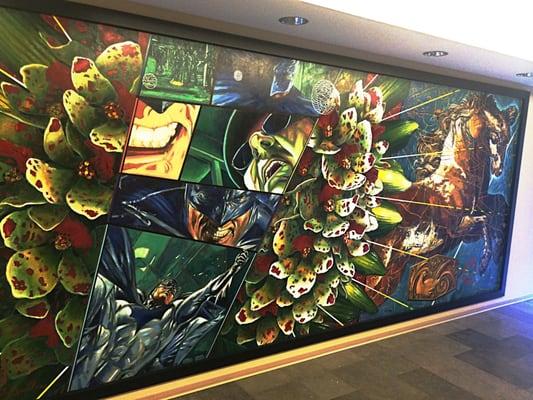 I mean what other bank has a 7 x 20 foot painting of Batman?