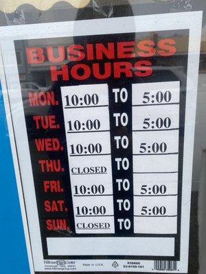 New business hours