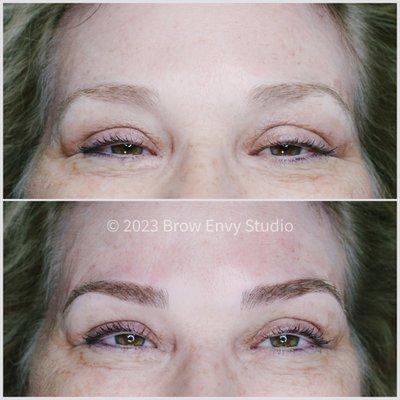 Microbladed brows to give fullness and shape.