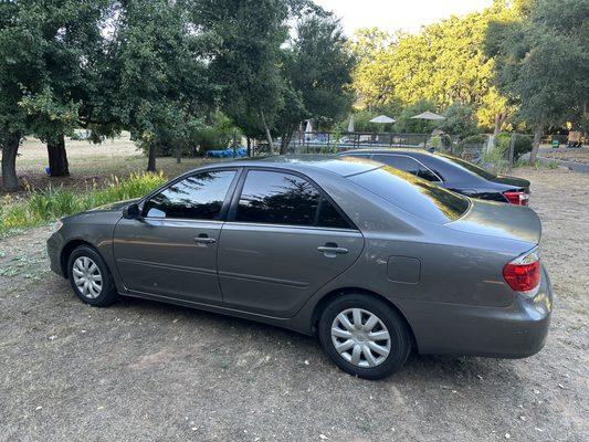 Toyota Camry LE.  30% F, 15% Rears.