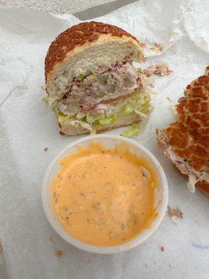 Tuna Salad w/ a side of Bomb Sauce!