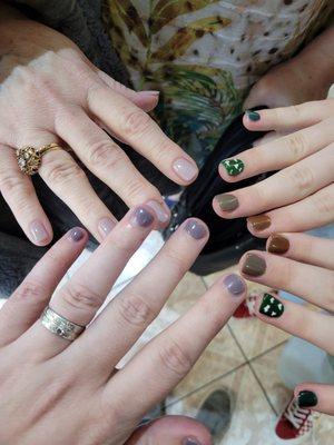 My nails, daughter-in-law, and granddaughter.