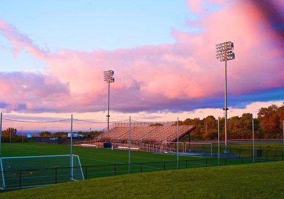 Lazer Stadium at sunset