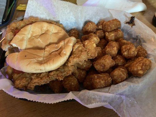 Love this place!  Huge tenderloin, crispy tots, hard working staff. Great neighborhood bar.