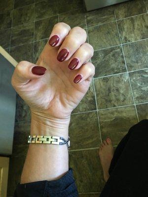 One week post shellac manicure. Never in my life have I had long nails of my own before Sandy.