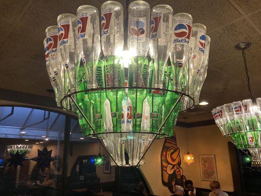 A chandelier Pepsi bottle style