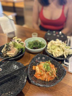 Kimchi, seaweed salad, house cabbage, cold tofu (happy hour Sundays 4-6 PM, 50% off)