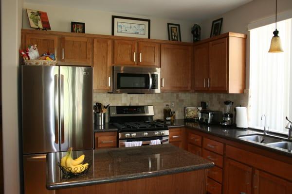 Stained Cherry Kitchen Reface. Stevenson Ranch, Ca.