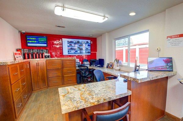 Self Storage Office Interior with Camera Monitoring