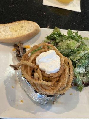 Sunday brunch special pot roast stuffed baked potato