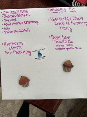 My labeling of the box - please don't blame the bakery if this is inaccurate lol, it's just what I could remember.