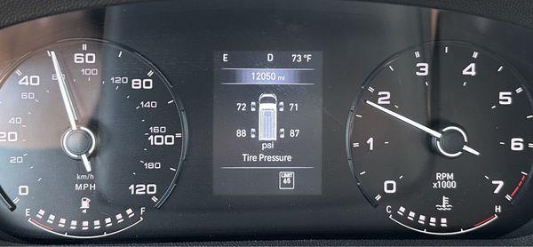 All four tires showing pressure readings and no TPMS light on. This may not seem like a big deal, but it's huge to me!