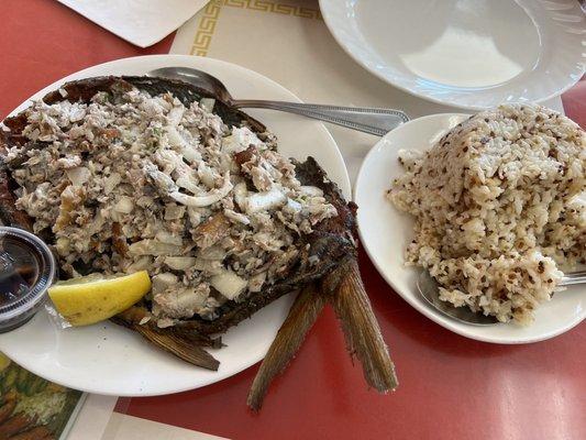 Bangus sisig with a side of garlic fried rice