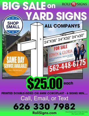 BIG SALE ON YARD SIGNS