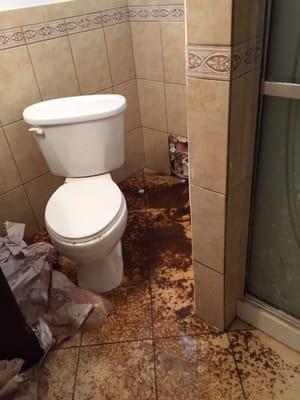 After photo of them not emptying the toilet first. We had to hire someone to professionally clean the area.