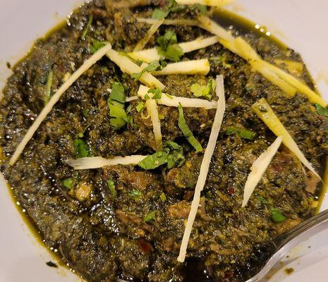 Palak Gosht - spinach with bone-in mutton