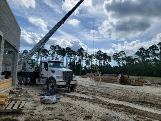 Crane Truck - Tree Removal. Also available for rental for setting Trusses, etc.