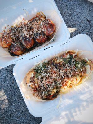 Regular and cheese takoyaki! Yum!!