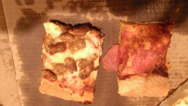 Notice the difference??? No that's not burnt cheese on the pepperoni...that's no cheese!