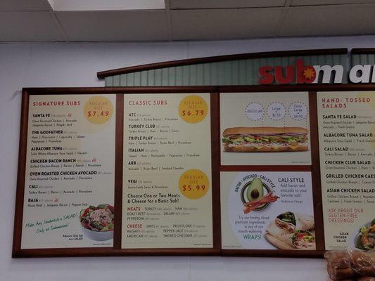 Submarina menu inside Valero convenience and gas.